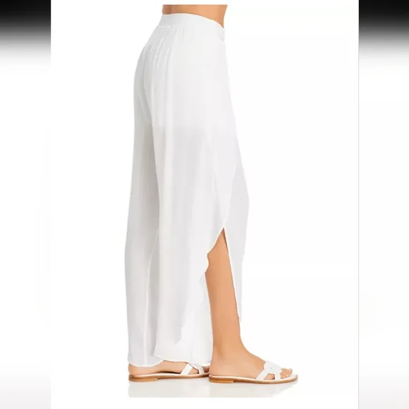 Aqua Swim White Petal Beach Cover Up Pants. S - Picture 4 of 8